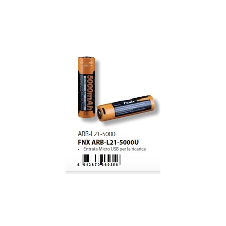 FENIX BATTERIA RICARICABILE USB 5000 mAh